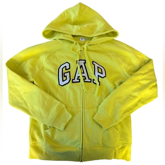 GAP Yellow Zip-Up Jacket with Hood and Ribbed Cuffs - Picture 1 of 6